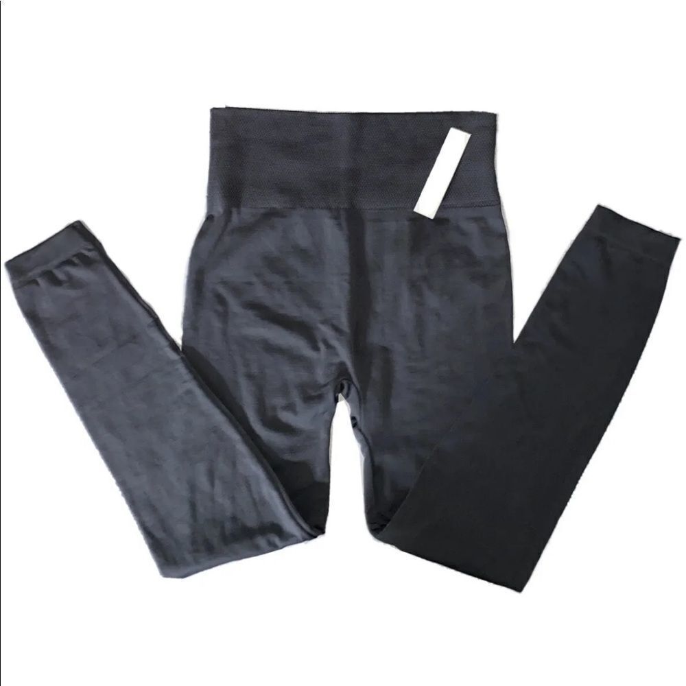 DBCP Fleece Lined One-Size High Waisted Slimming Leggings Grey Buttery Soft